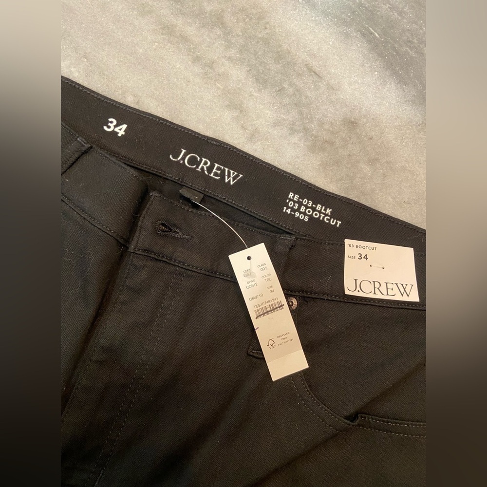NWT J. Crew Size 34 Black Denim 03 Bootcut Jeans Stretch Cotton Pockets - Picture 10 of 10